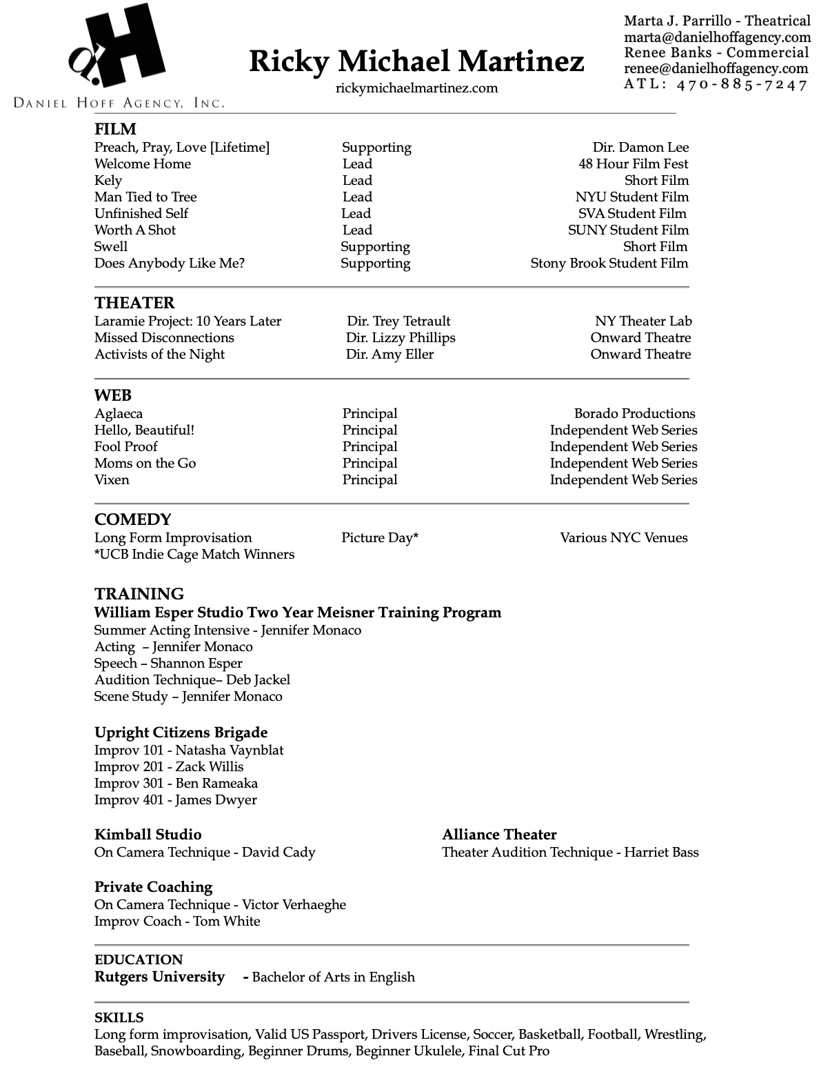 Ricky Michael Martinez resume